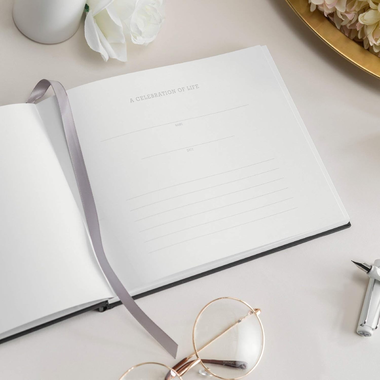 In Loving Memory 9″ x 7″ Guest Book – Beautiful Memorial Record for Loved Ones
