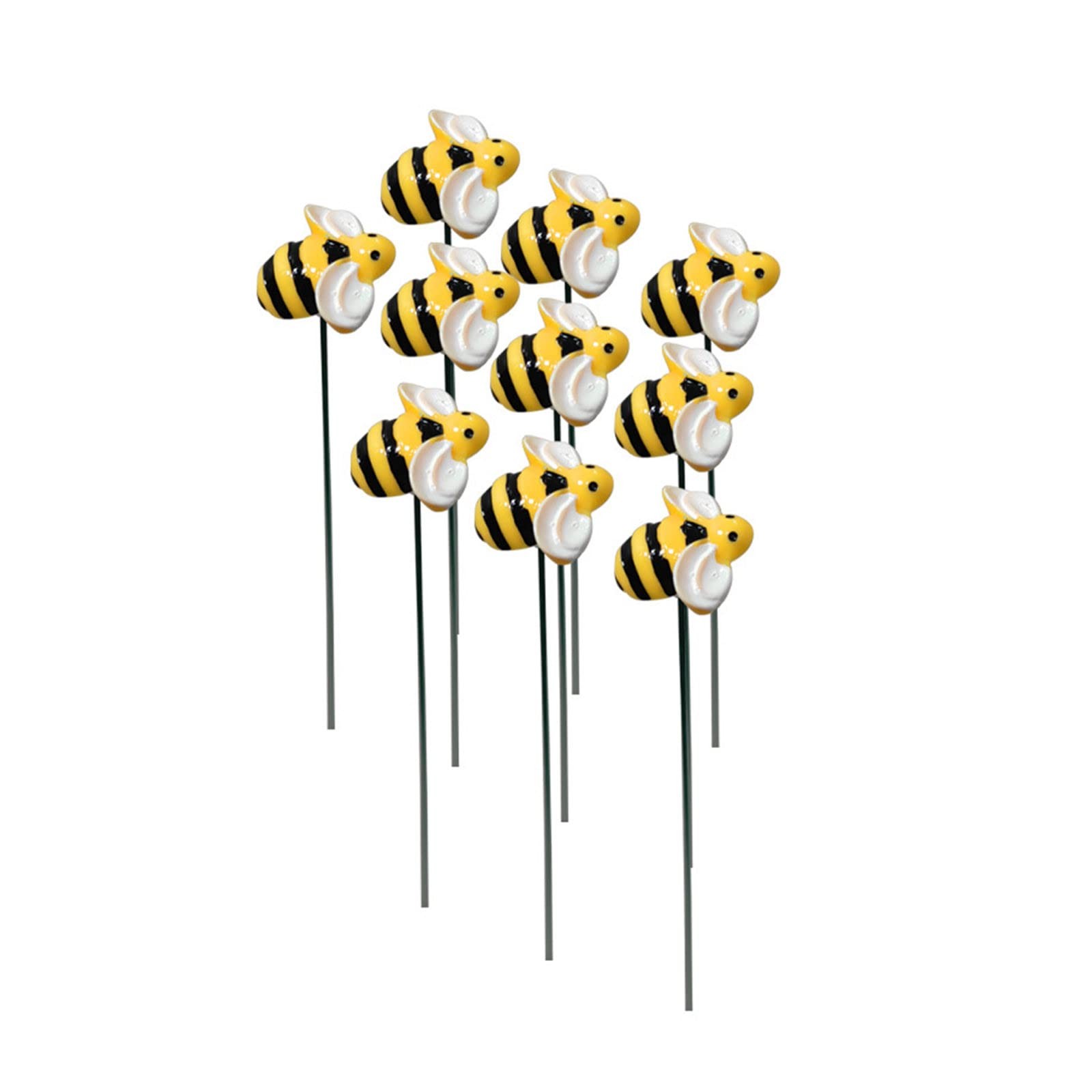10Pcs Bee Garden Stakes Decor Metal Yard Art Ornaments Front Yard Art Stick F…
