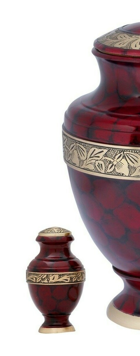 Crimson Red Marble Memorial Keepsake Token Urn for Human Ashes – Free Shipping