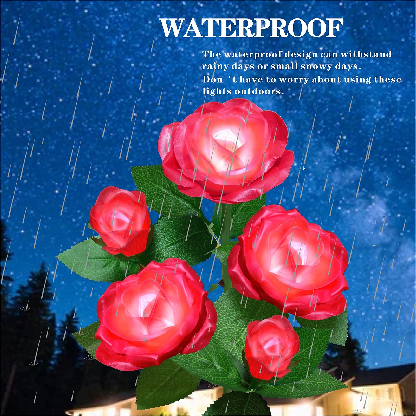 Solar Realistic Solar Powered Rose Lights Flower Stake,Solar Garden Lights Ou…