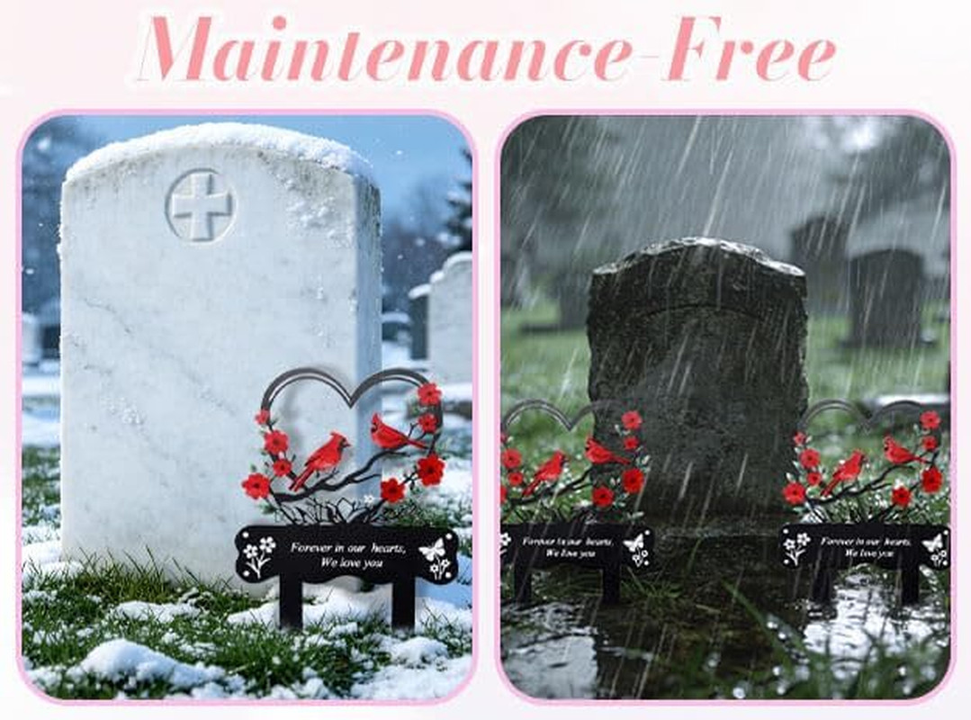 Cemetery Decorations for Grave Memorial Plaque Stake Grave Marker Cardinals Gard