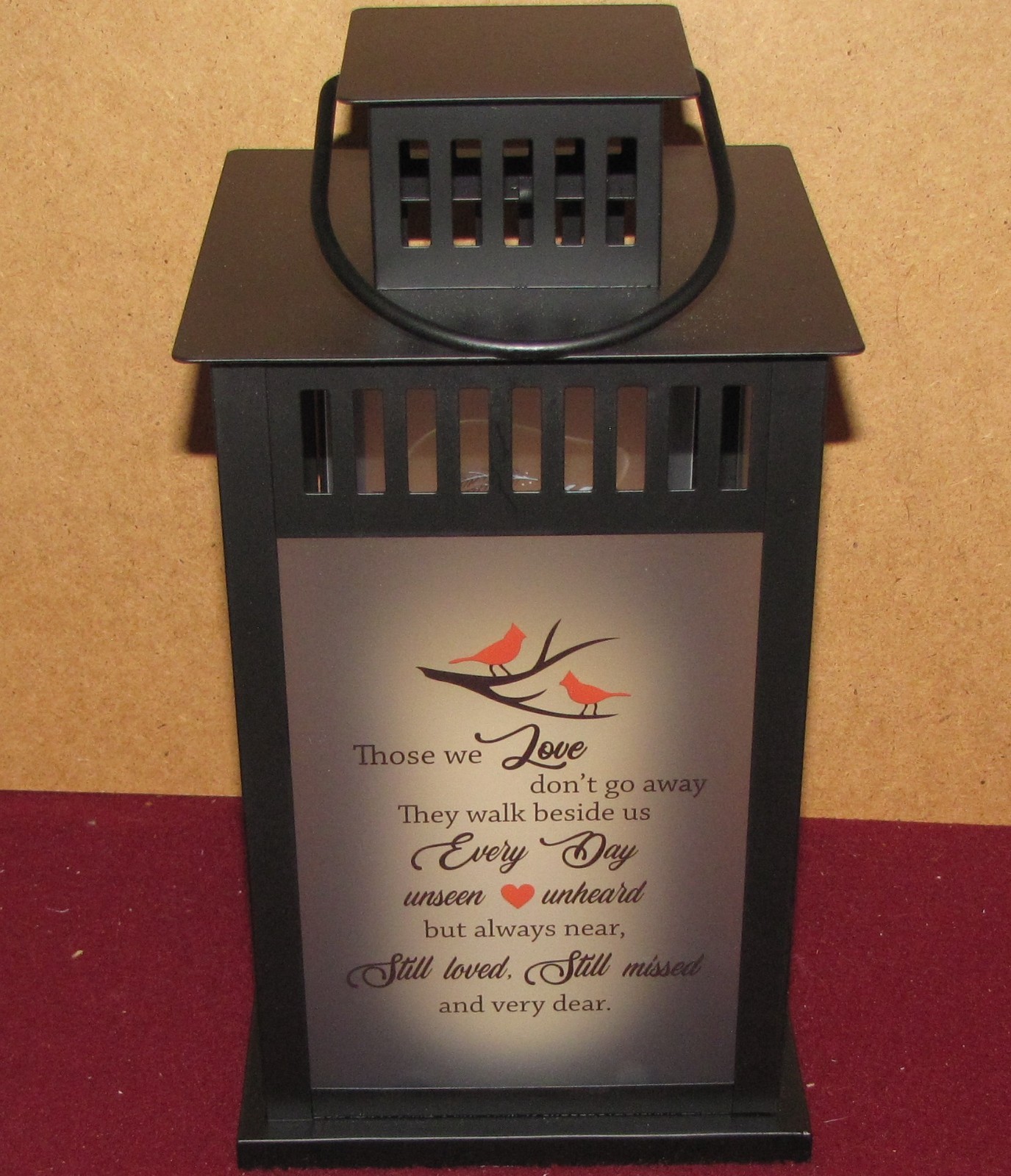Memorial Lantern Remembrance Cardinal Battery Operated Flickering Candle