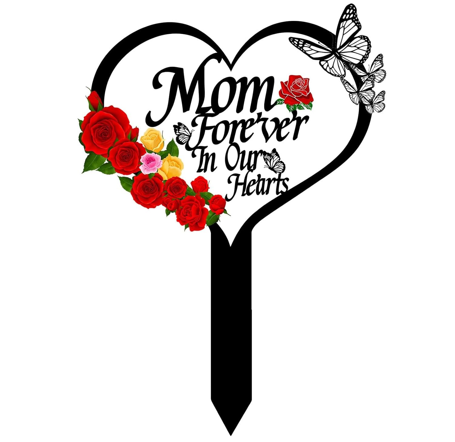 Heart Memorial Plaque Grave Markers Mom-B Color Sympathy Cemetery Markers