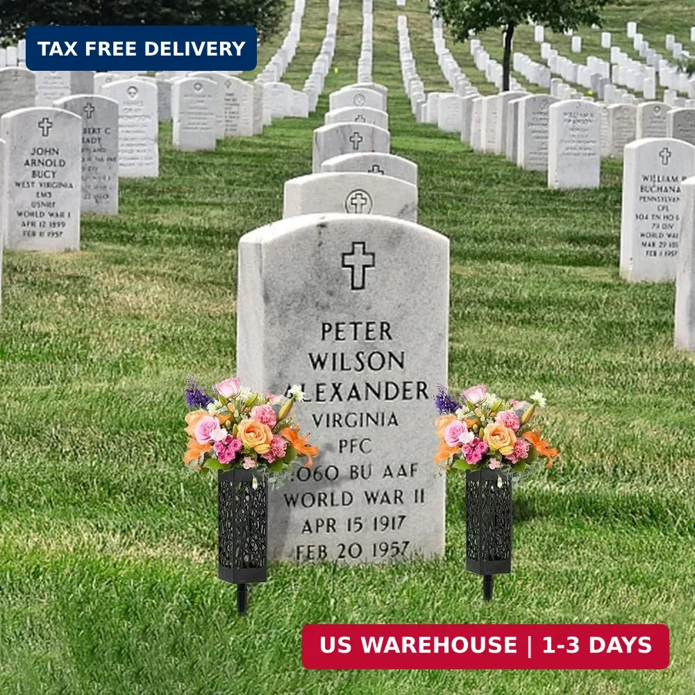Cemetery Vases for Grave, 2 Pack 12 inch Memorial Cemetery Floral Holder Grave V
