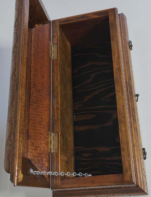 Antique Hand Carved Wooden Infant Baby Casket Coffin Hinged Lid