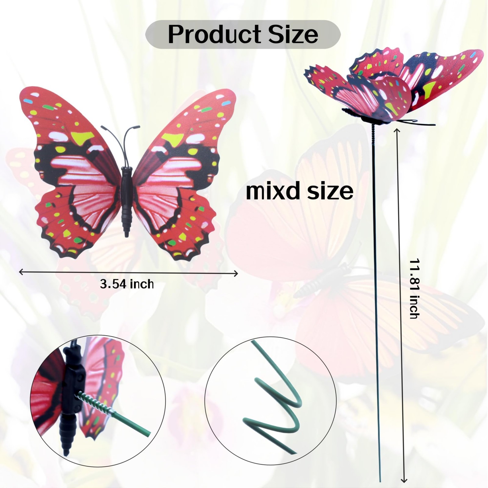 60Pcs Decorative Butterfly Garden Stakes, 12 Inch Fake Butterfly Floral Picks…