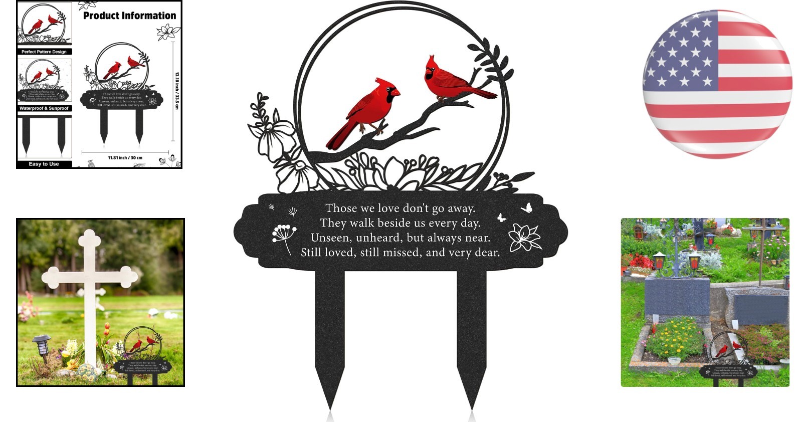 13×12 Inch Cardinal Cemetery Decoration – Tribute for Mom, Dad, and Relatives