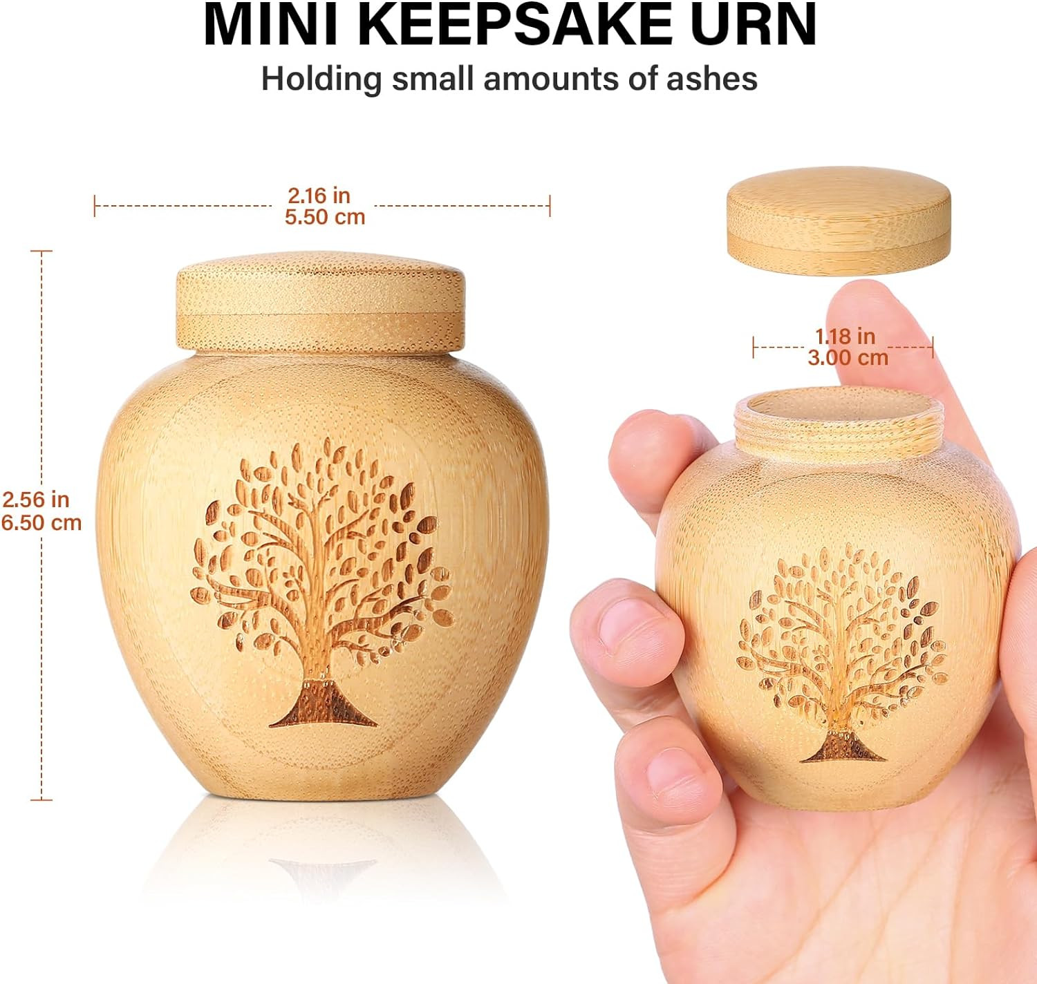 HOOMTREE Small Urns for Human Ashes Keepsake Set of 1,Mini Urns for Ashes Made o