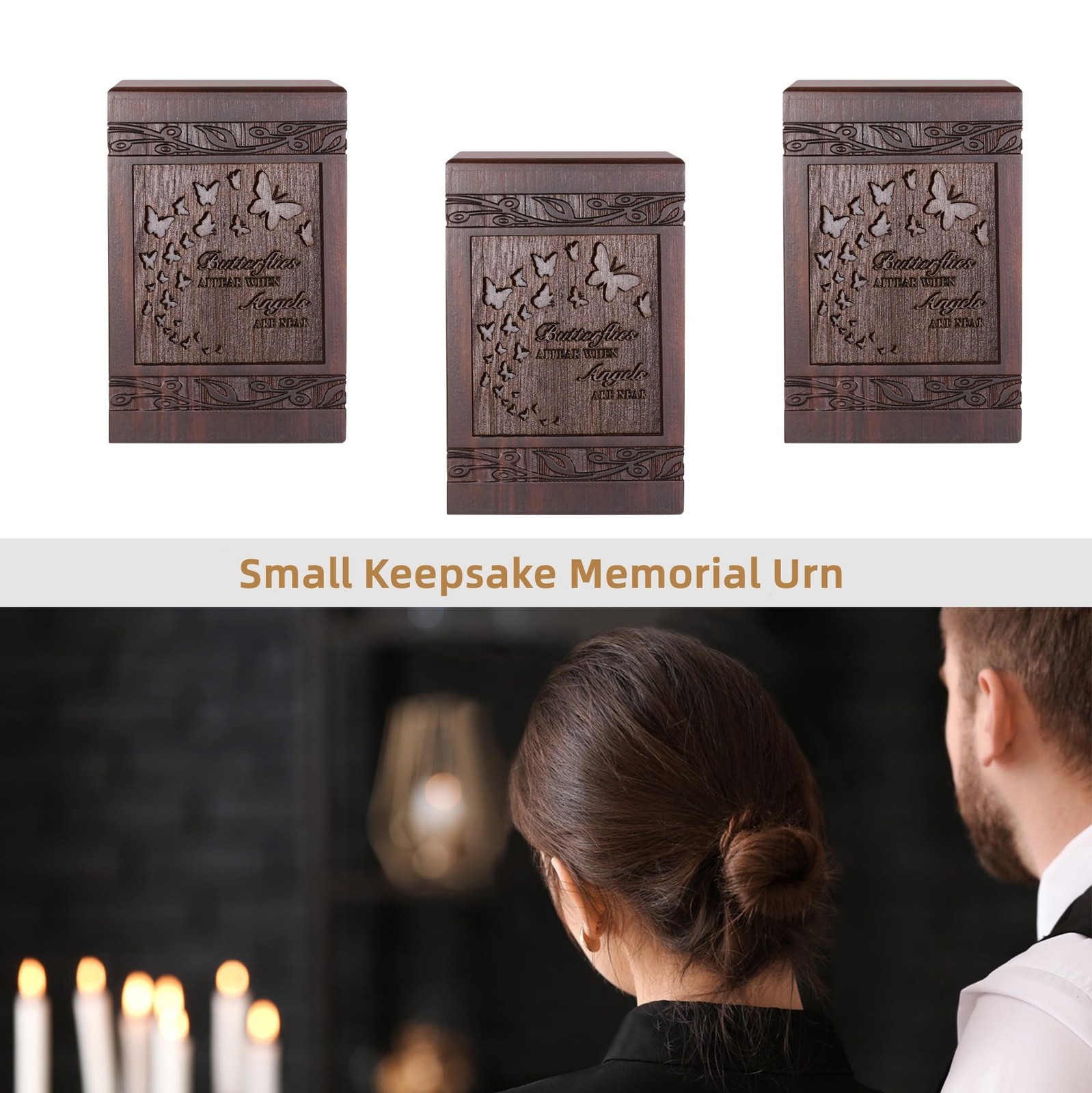 Cremation Urns for Human Ashes Adult Male Female, Wooden Carved Urns Box for …