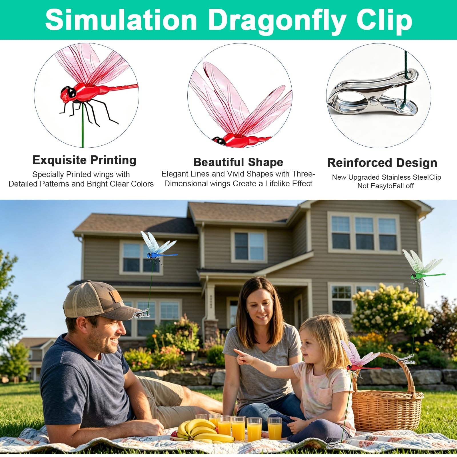 PYSUG 12 Pcs Dragonfly Clips, Colorful Dragonfly Clip,Realistic Fake Dragonfl…