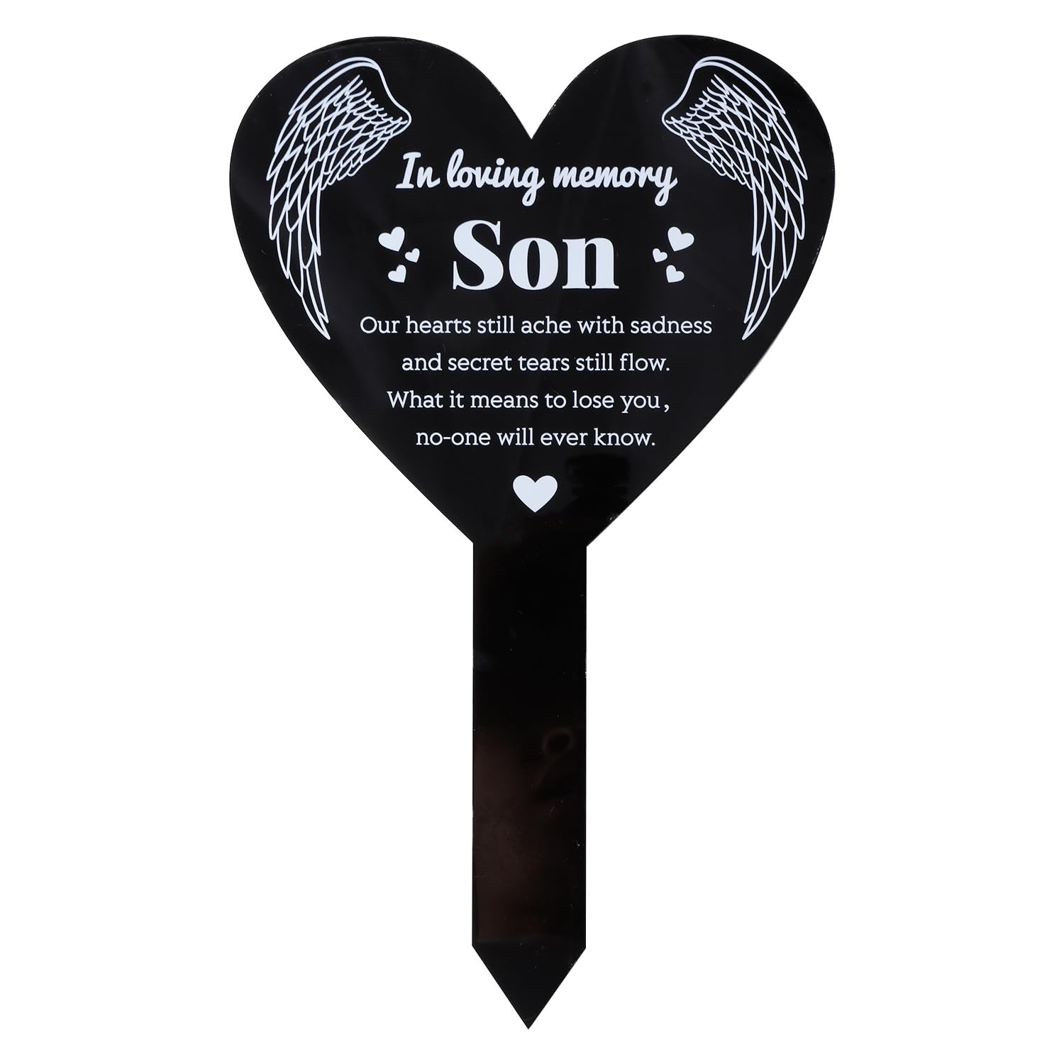 Heart Shape Son Garden Stake Memorial Remembrance Plaque Cemetery Acrylic Yard