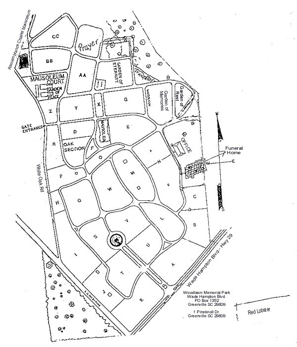 Cemetary Plots for sale – 4 plots at Woodlawn Cemetary in Greenville SC, Sec T. 