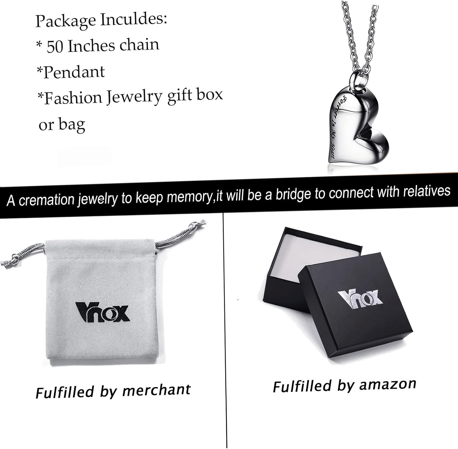 Heart Urn Necklace for Ashes – Memorial Cremation Jewelry for Ashes,Forever in M