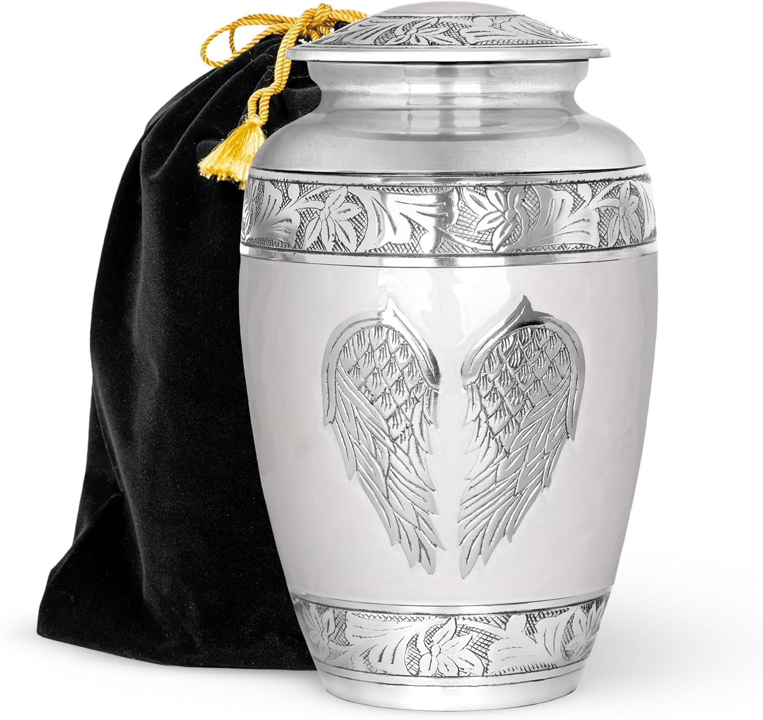 Elegant Angel Wings Cremation Urn for Ashes – Large Memorial Urn in White