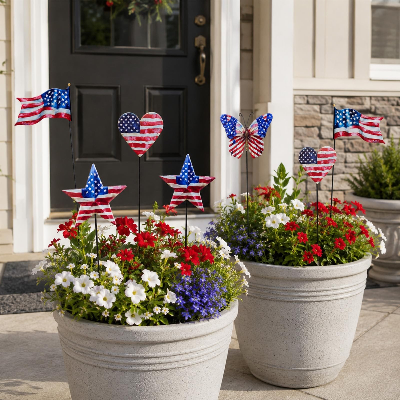 8 Pcs 4th of July Decorations Outdoor,Patriotic Metal Stars Butterflies Heart…