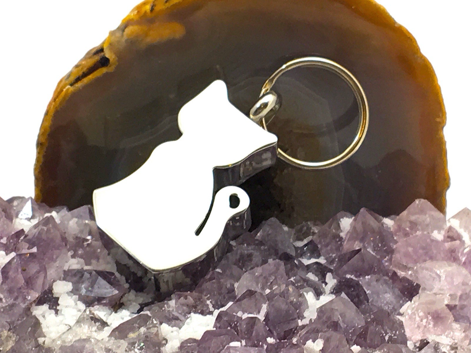 Keyring Urn .5″ Key Chain Cat Cremation Pendant Ashes Silver Kitty Memorial GIft
