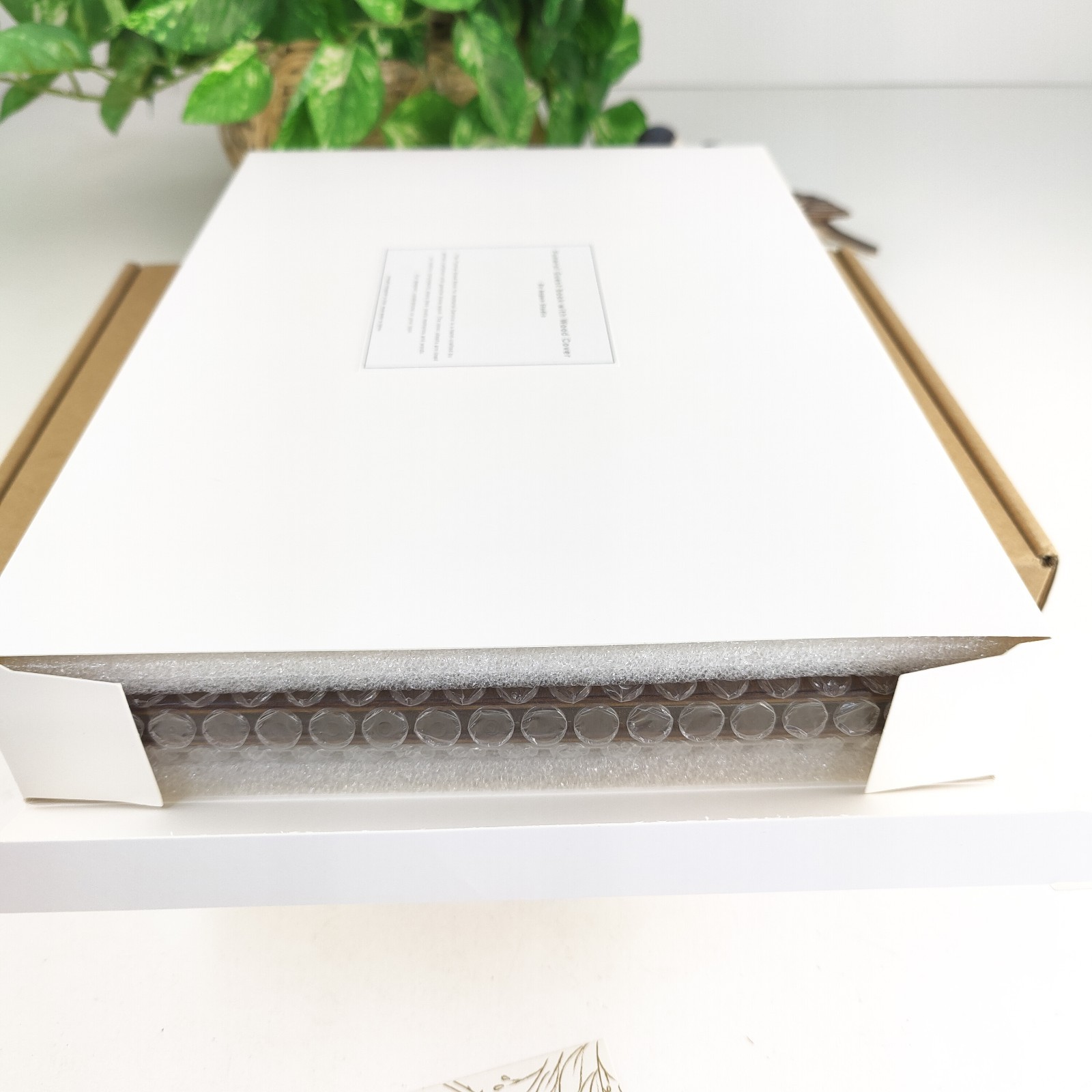 Aspen Studios Solid Bass Wood Cover Funeral Guest Book with Engraved Leaves