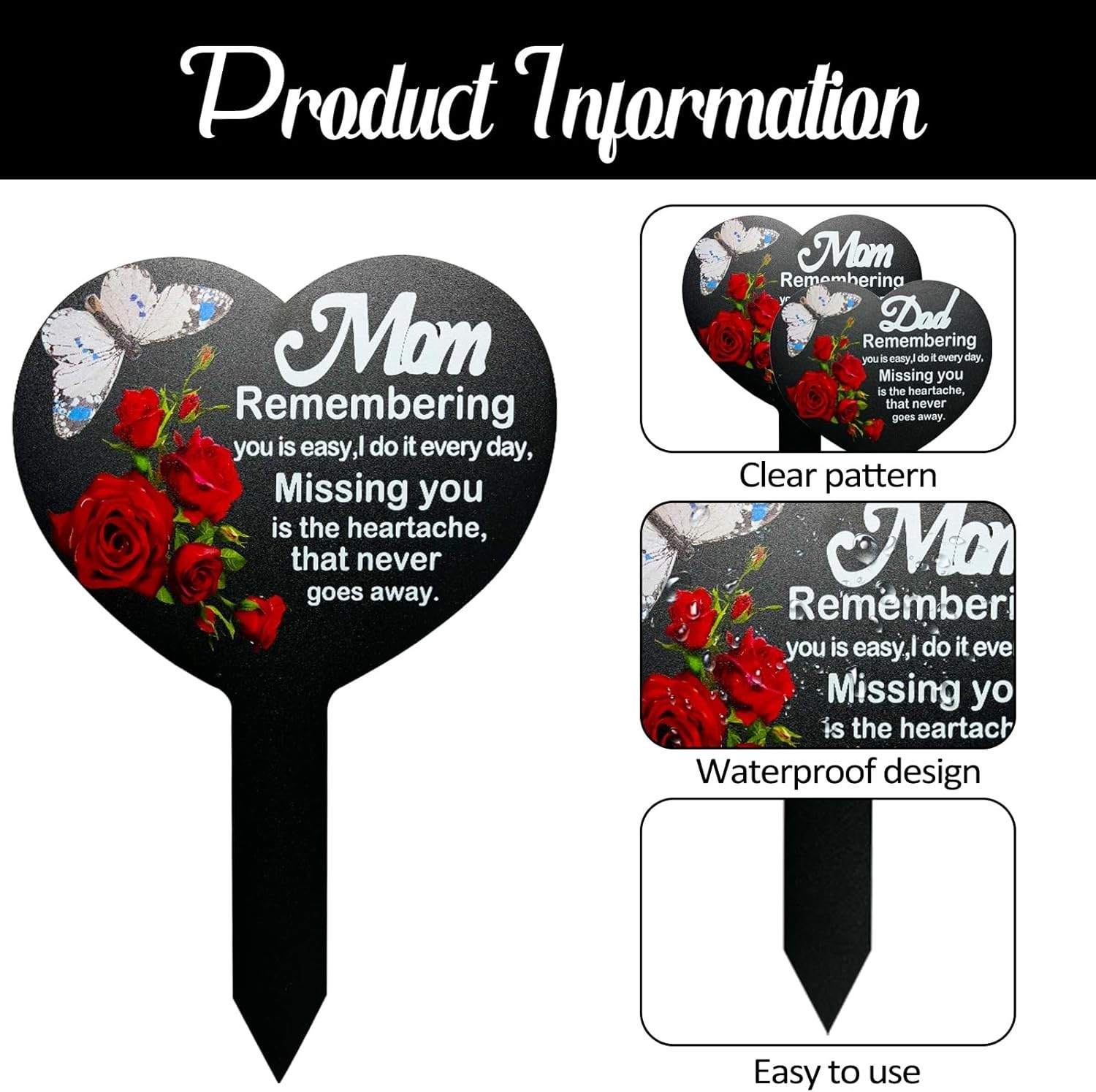 Cemetery Decorations for Grave Mom Grave Marker Stand Memorial Day Flowers New