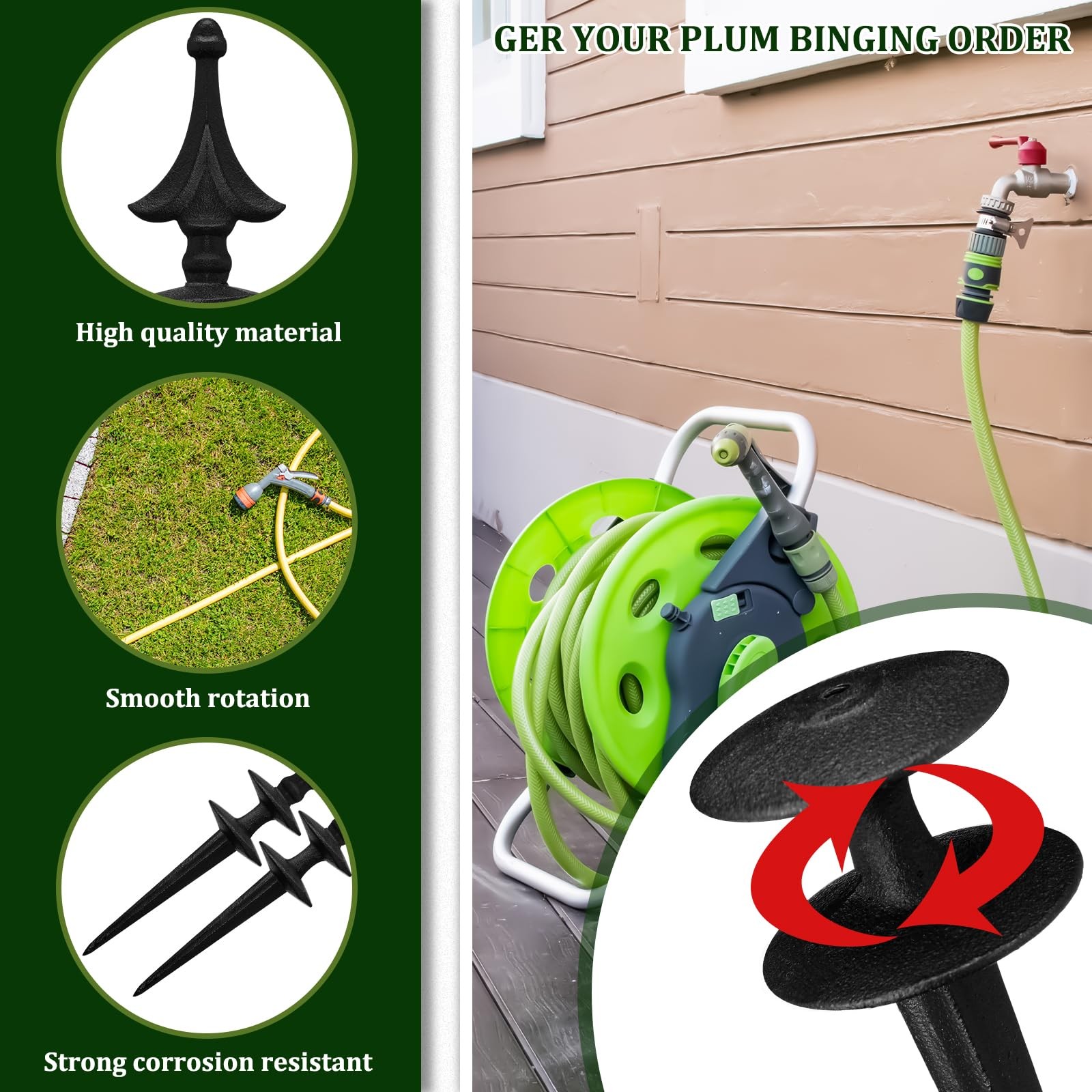 4 Pcs Garden Hose Guide Spike 12 Inch Heavy Duty Metal Hose Support Spike Alu…