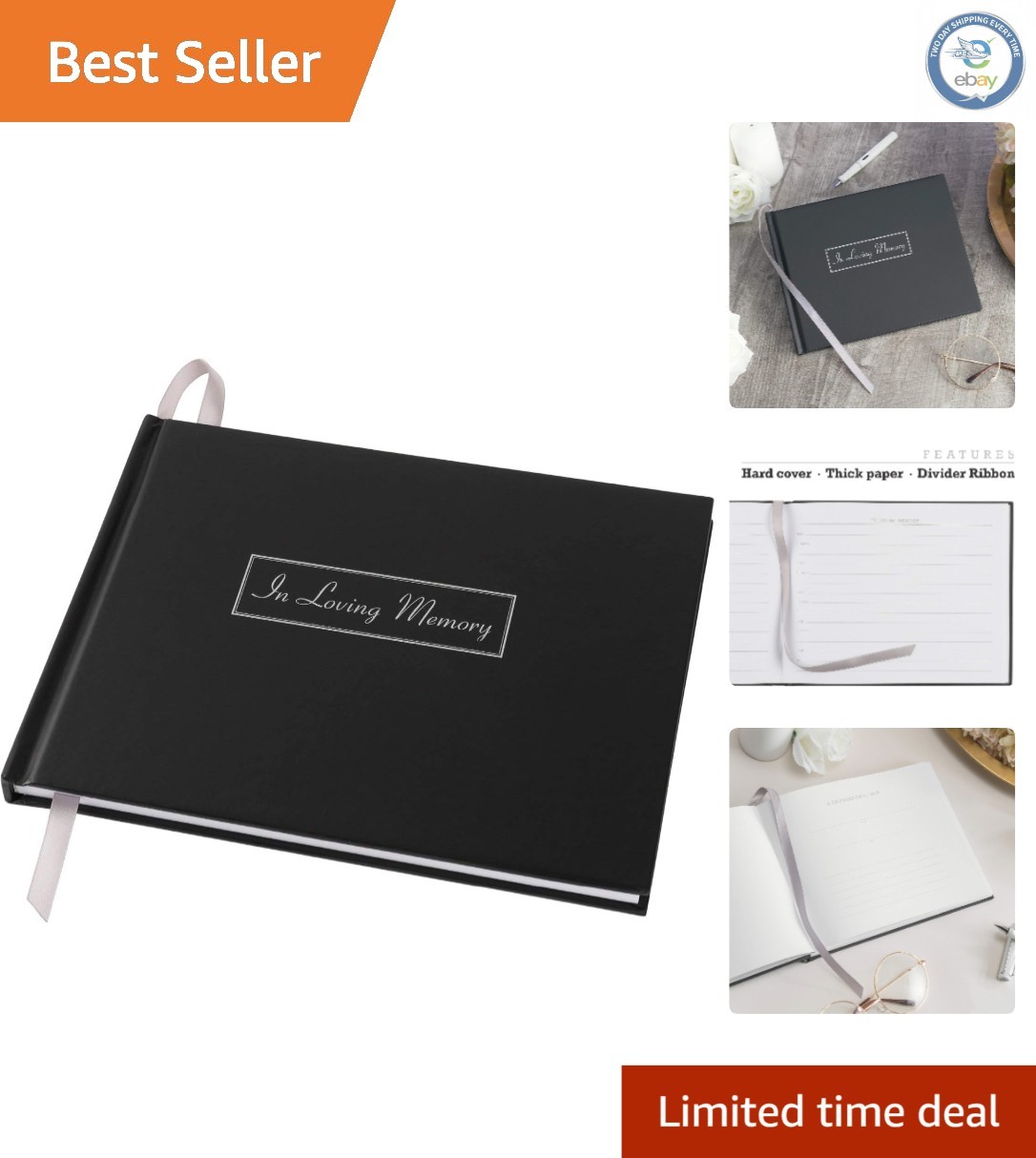 In Loving Memory 9″ x 7″ Guest Book – Beautiful Memorial Record for Loved Ones