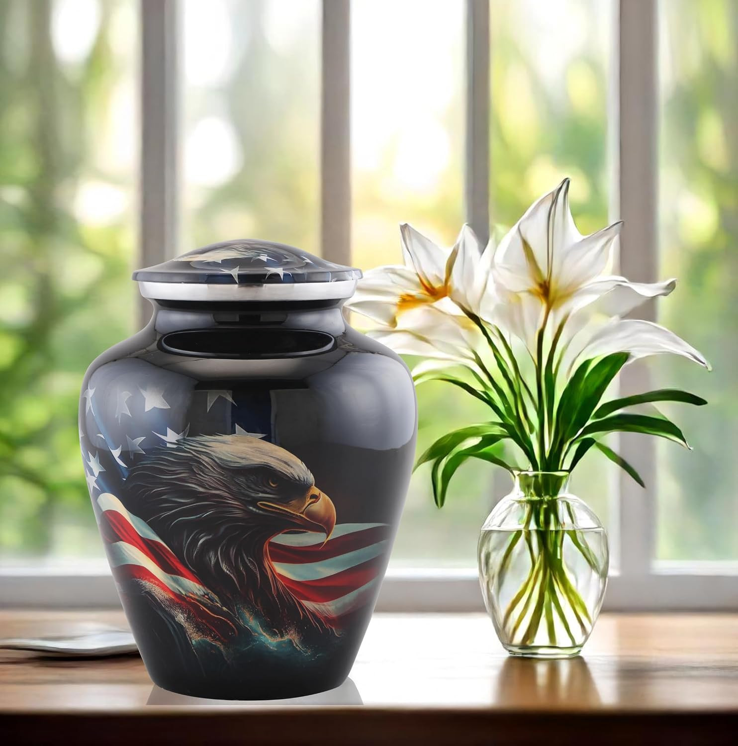 American Honor Urn – American Flag & Eagle Cremation Urns for Ashes – Adult Patr