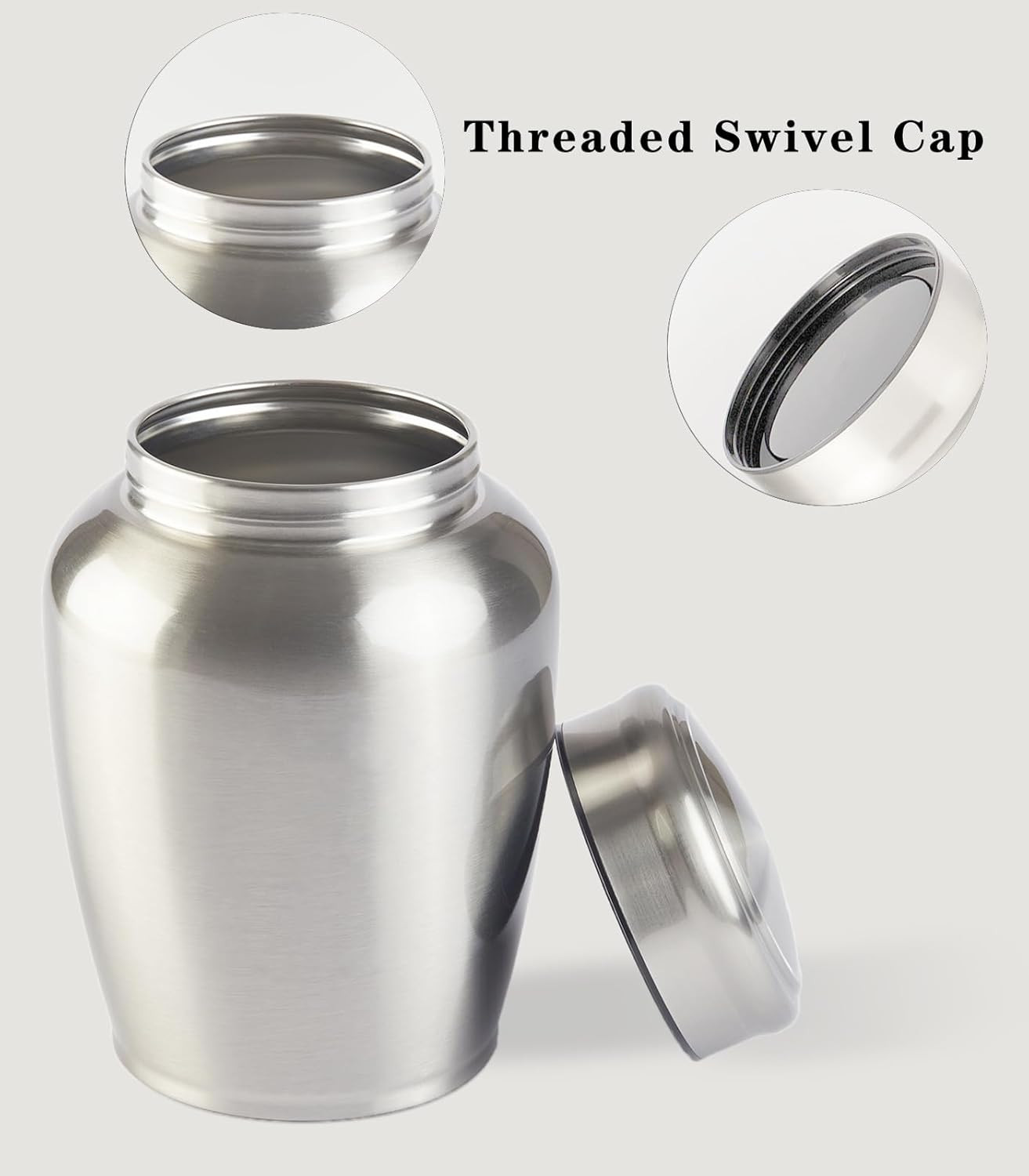 Large Stainless Steel Silver Urn for Ashes Adult Male & Female Cremation Urn for