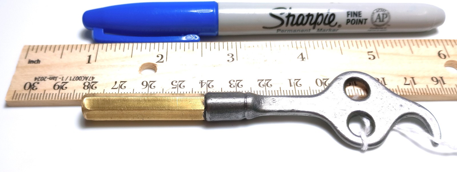 Smaller Iron and Brass Pocket Casket Key / Coffin Key
