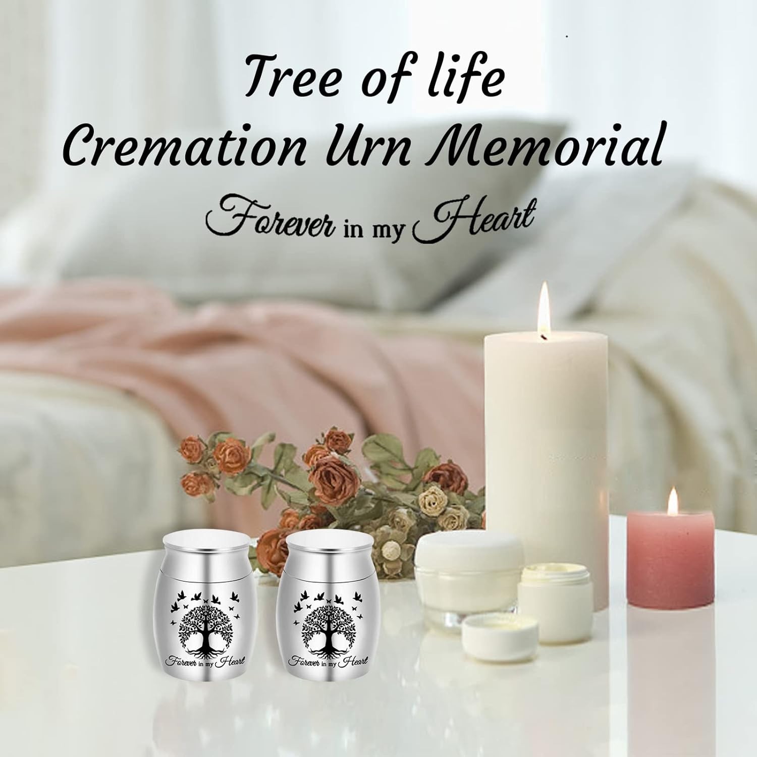 Forever in My Heart – 7pcs Stainless Steel Mini Urns for Human Ashes & Keepsakes