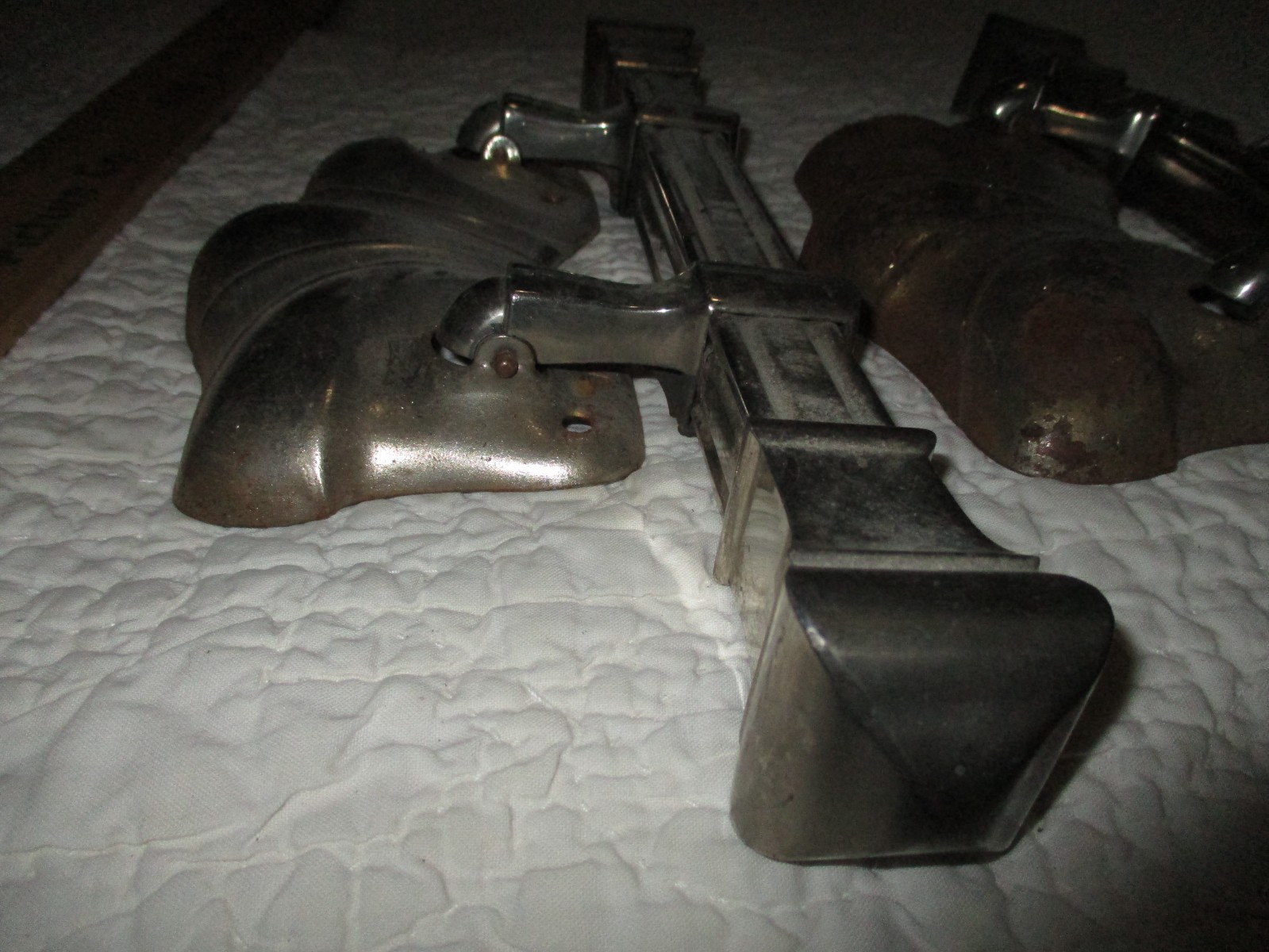 3 Lot Large Art Nouveau Style Casket Handles Vtg 13″ Heavy Silver Tone Funeral
