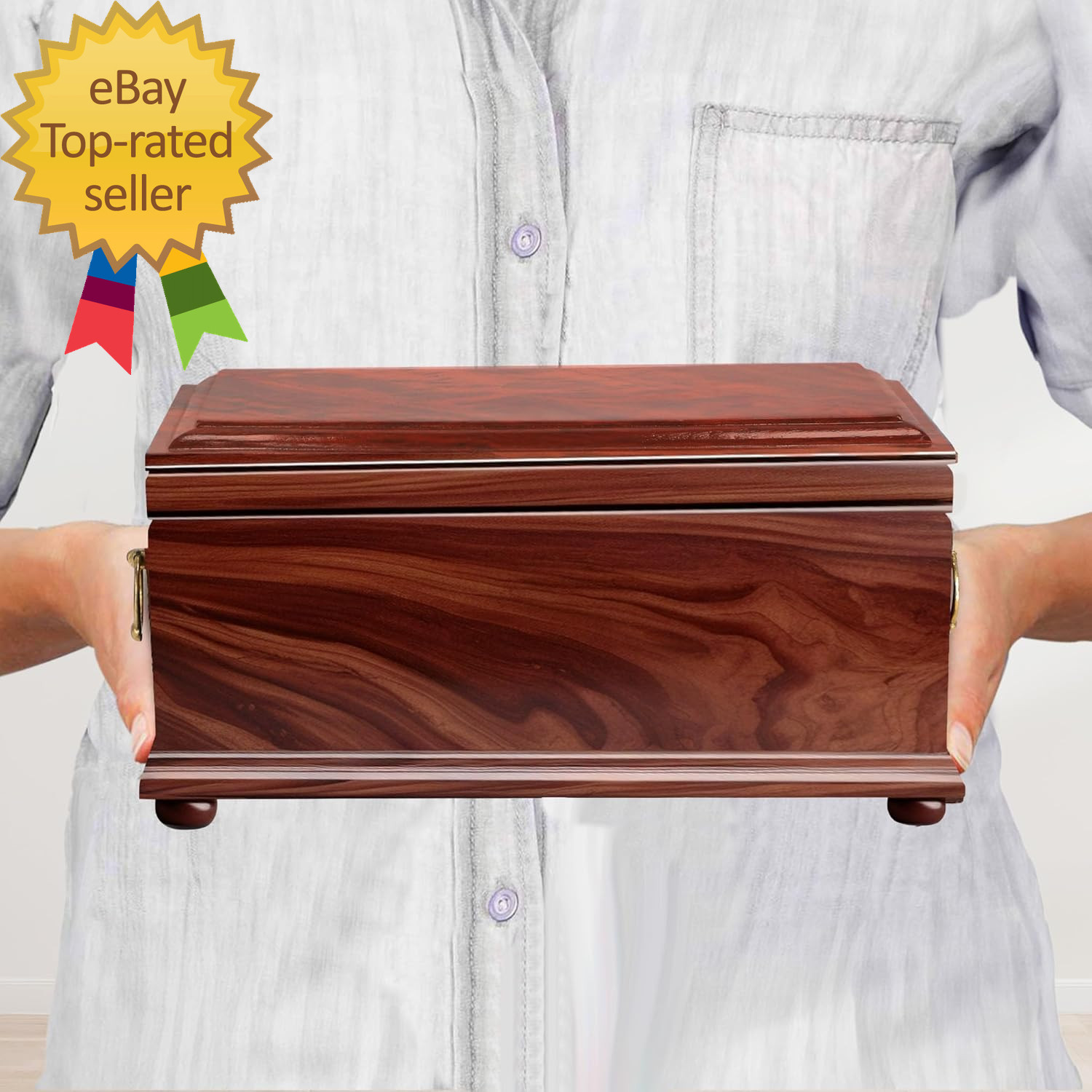 Wood Cremation Urns for Human Ashes Casket for Humans Decorative Burial Urn