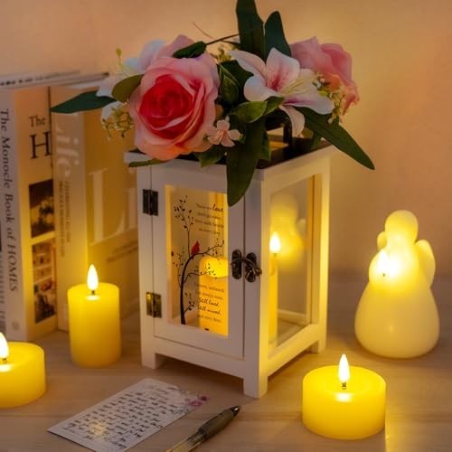 Sympathy Lantern with Lily Rose Flowers – Bereavement Gift for Loss of Loved One