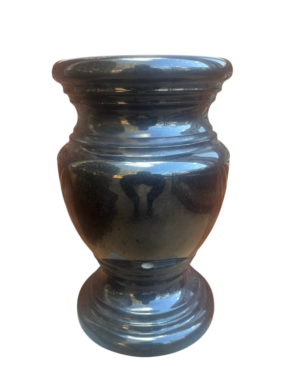 Turned Round Granite Memorial Vase Black 7.5″ x 12″ polished