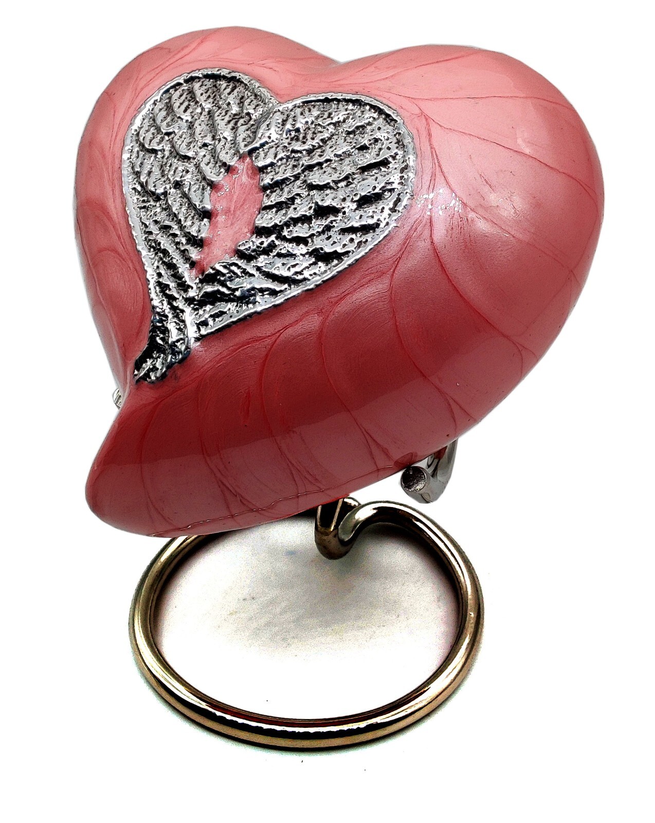 Heart Cremation PINK Urn for Human Ashes Adult | Funeral Decorative Angel Wings