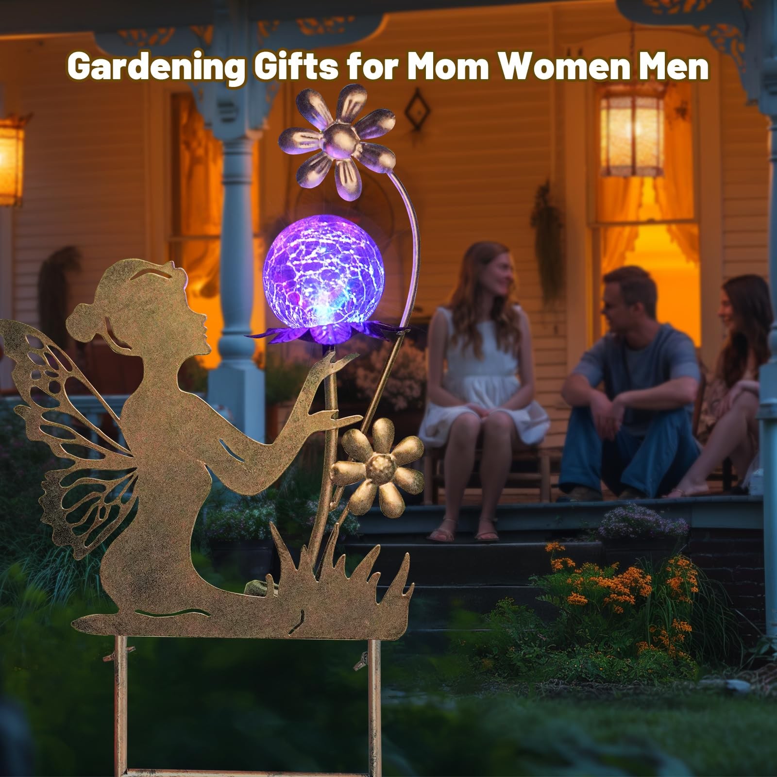 HONGLAND Solar Lights Fairy Garden Decor for Outside,Fairy Figurine Decorativ…