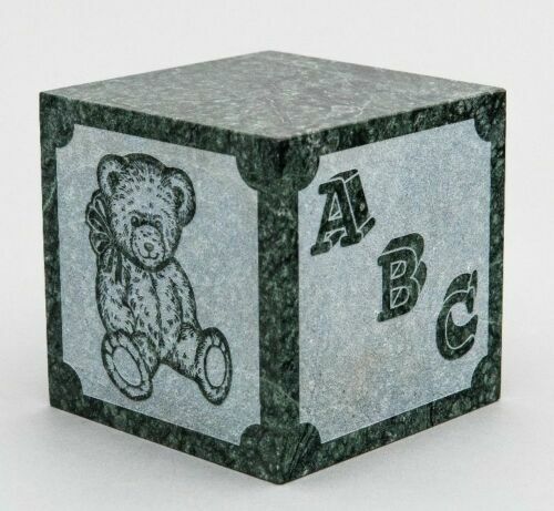 Small/Keepsake 20 Cu. Inch Green Natural Marble Infant Cremation Urn Teddy Bear
