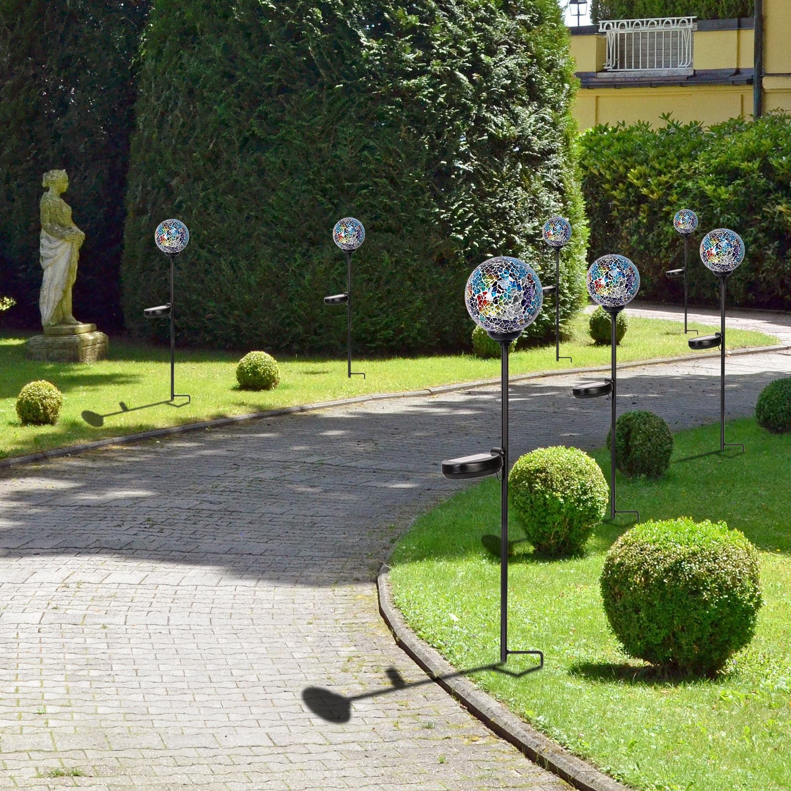 Solar Garden Lights Outdoor Decorative Solar Gazing Ball Mosaic Garden Stake…