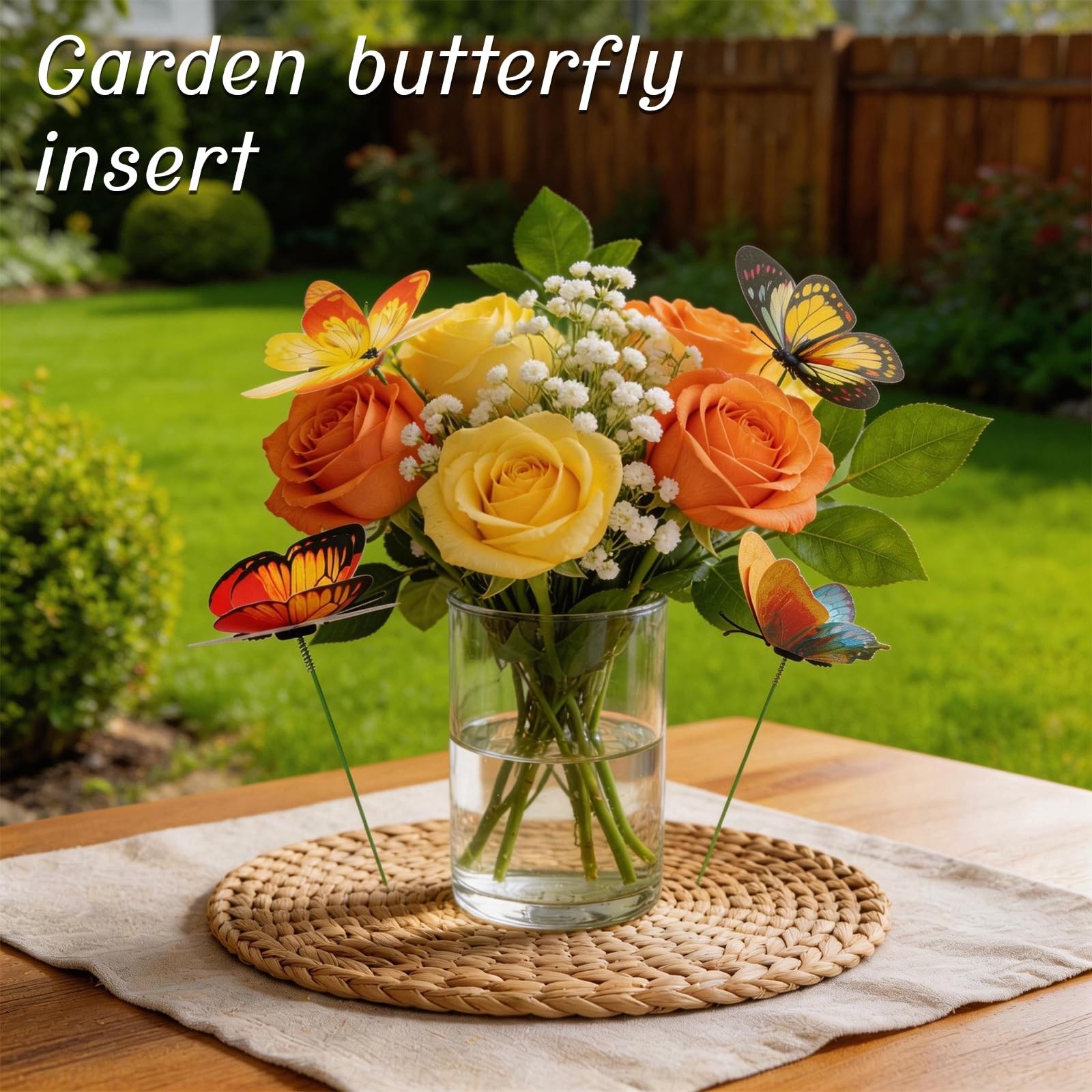 30PCS Yellow Butterfly Garden Stakes Waterproof Decorative Outdoor Decor