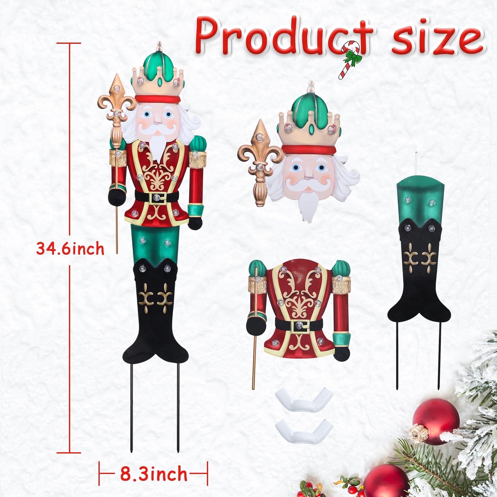 Outdoor Nutcracker Christmas Yard Stakes, Metal Yard Signs, Led Light Soldier…