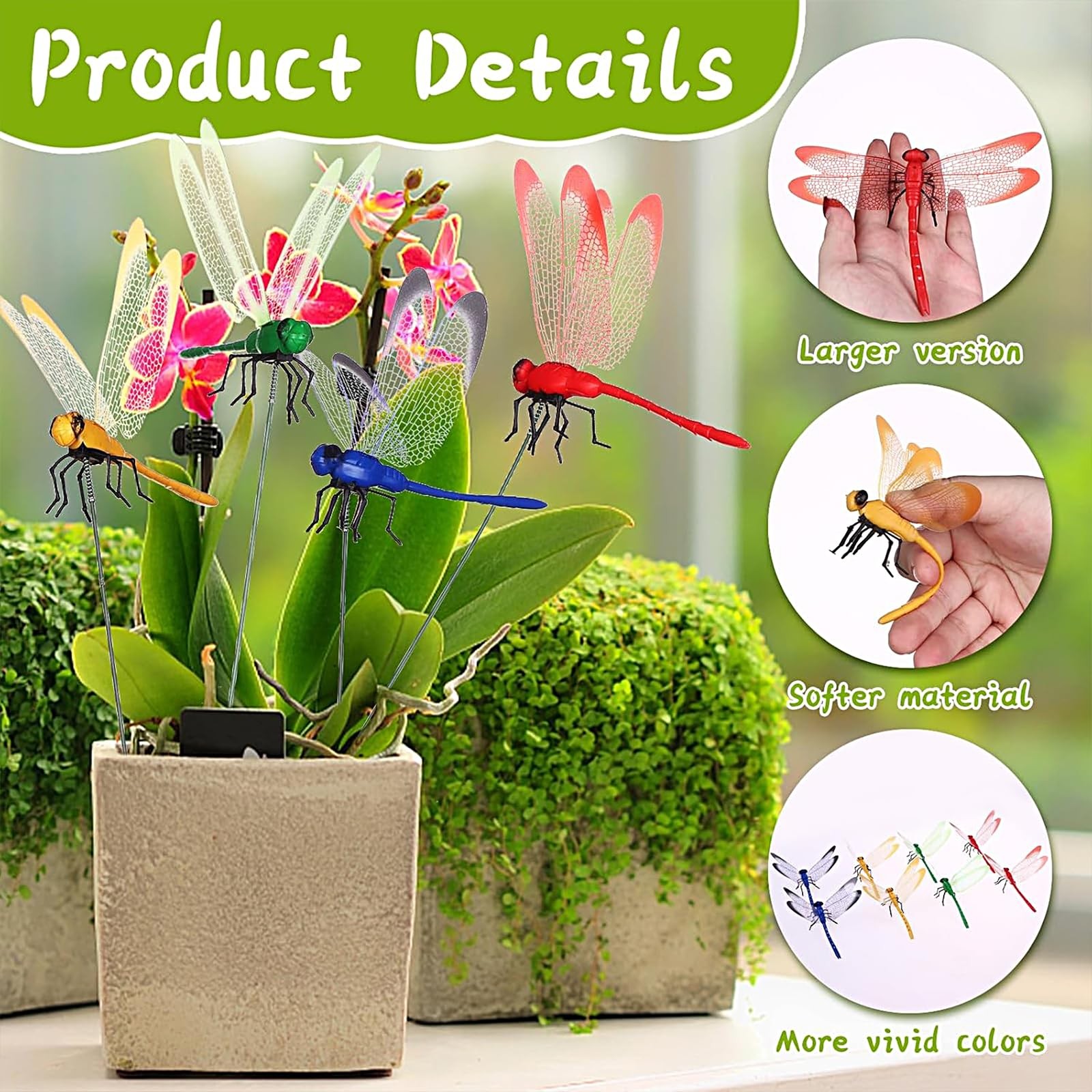 24 Pieces 3d Dragonfly Garden Decor Dragon Fly Garden Stakes Dragonflies Garden