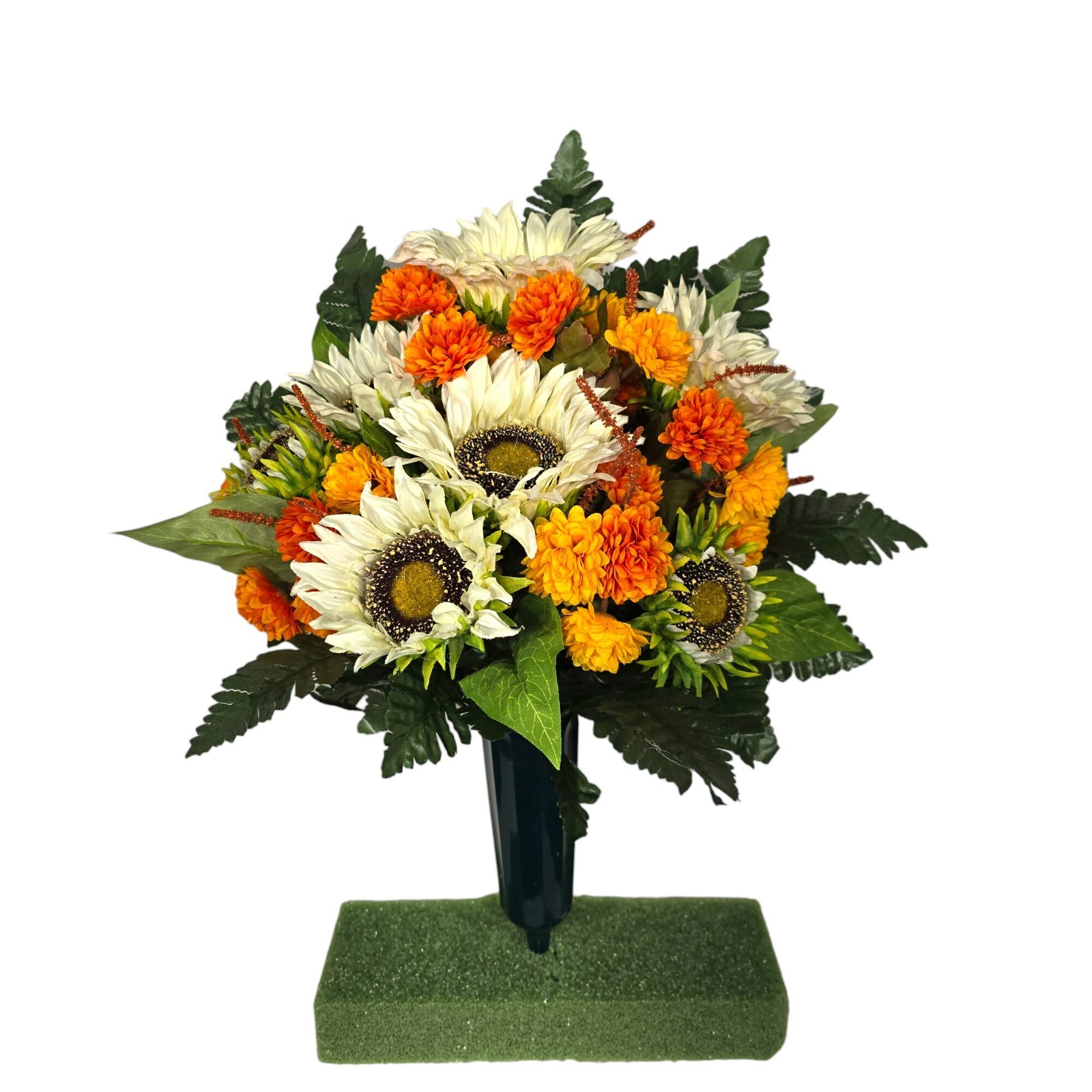 Cream Sunflower Orange Mini Mum Memorial Cone