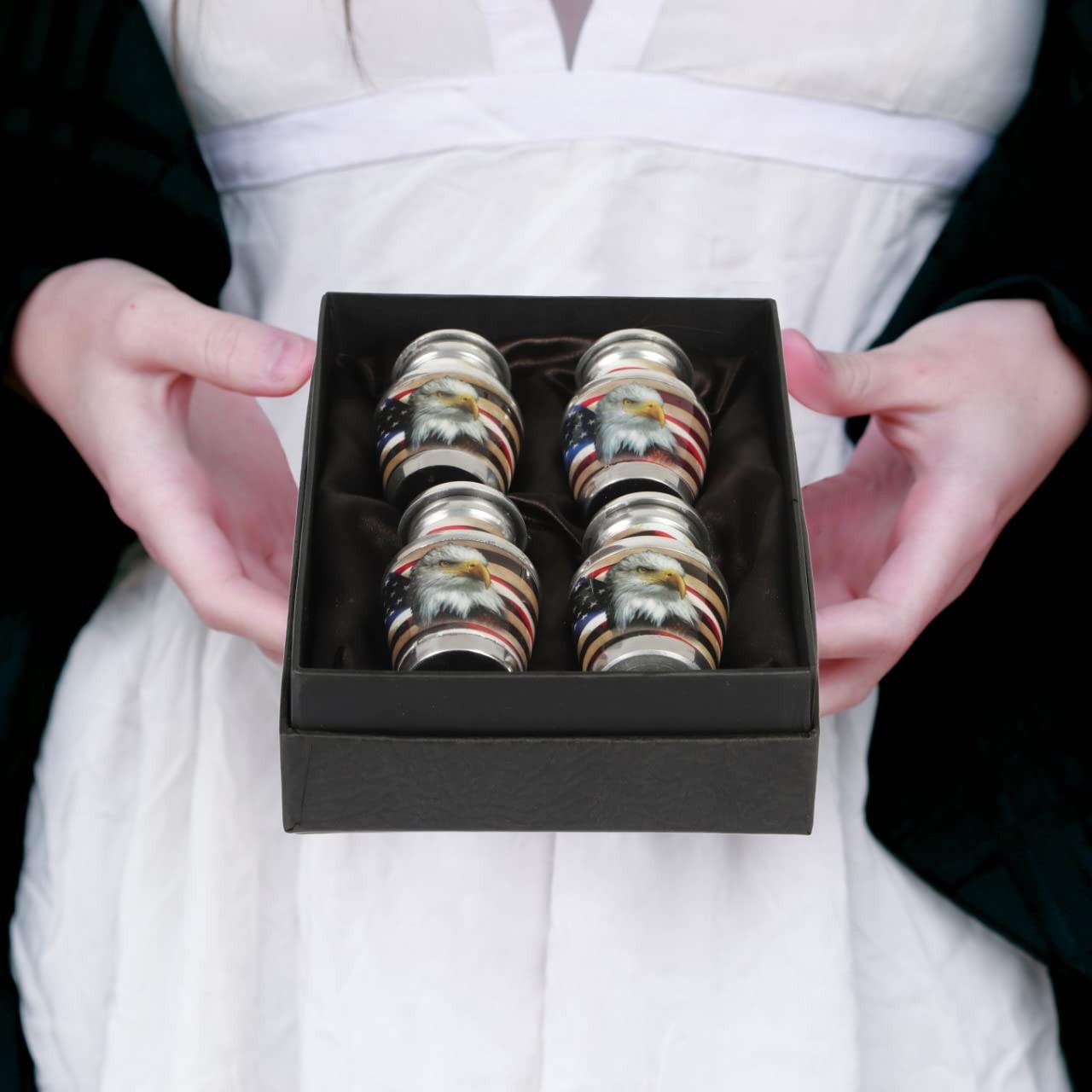 Small Urns for Human Ashes Aluminium – Set of 4 American Flag Mini