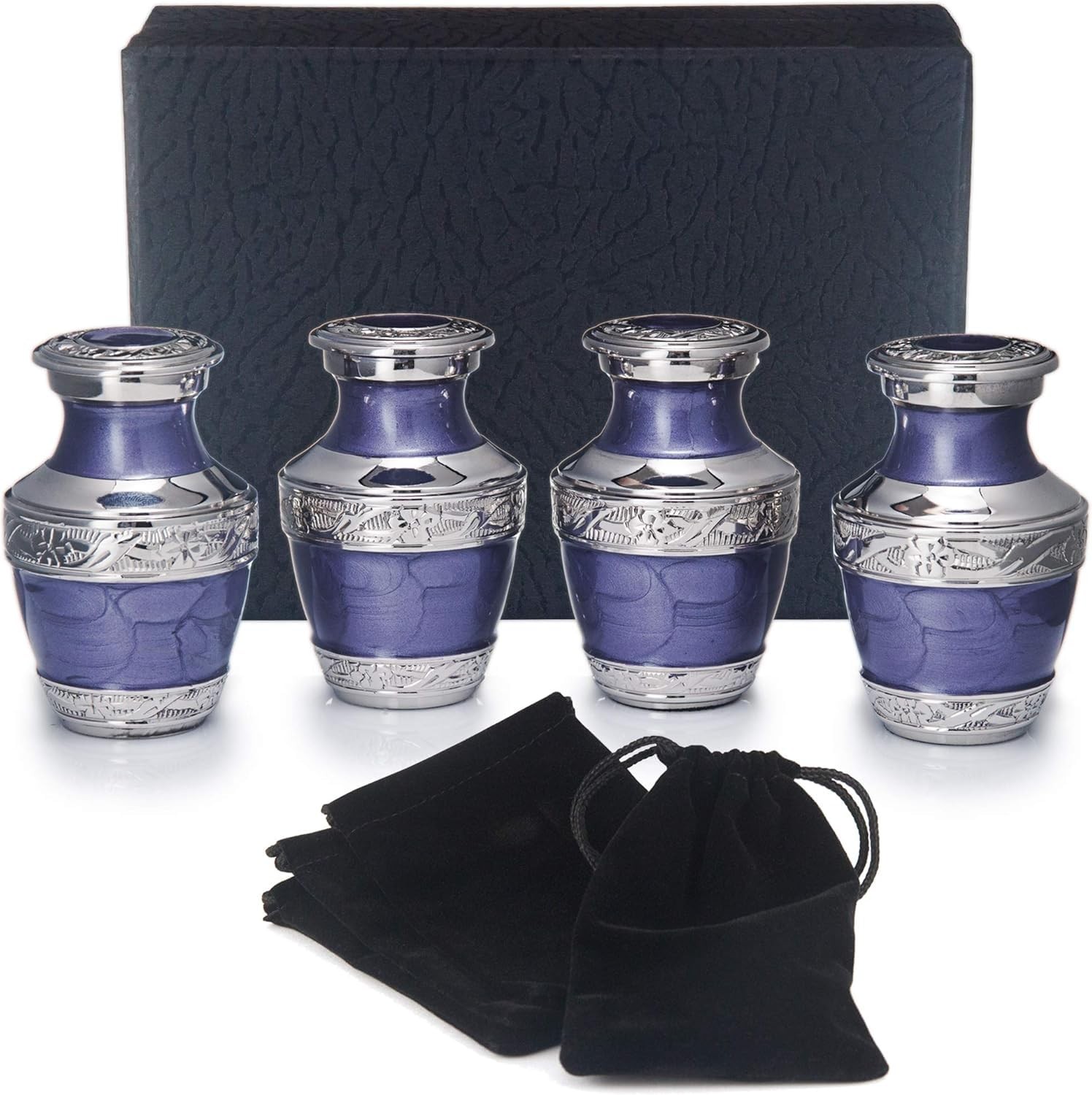 BOLD & DIVINE Small Silver Linings Purple Keepsake Urns for Human Ashes Handc…