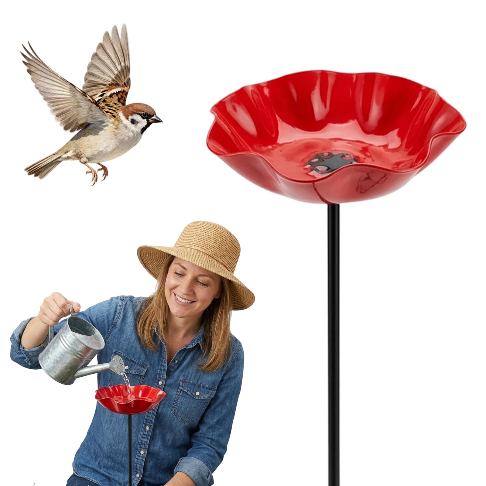 Flower Garden Stakes Bird Bath, Mini Bird Bath for Outdoor Garden Decor, Hand…