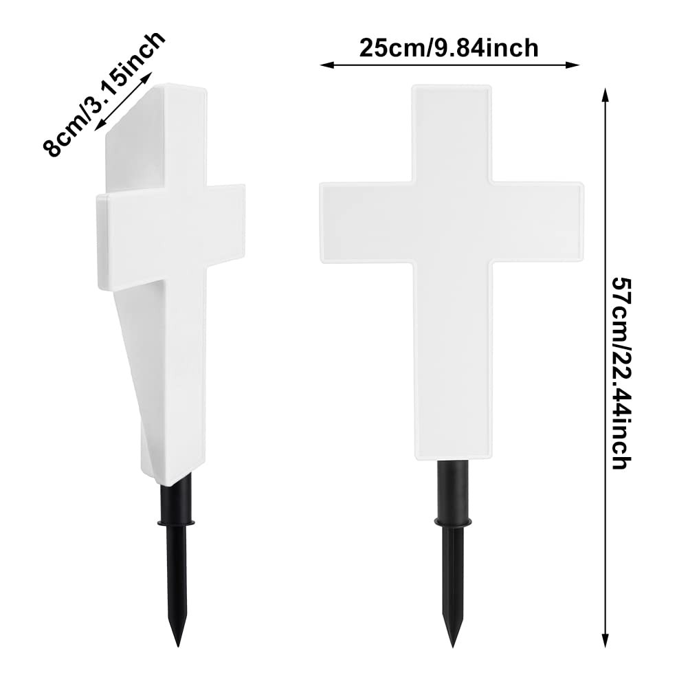 Solar Lighted Cross Grave Lighted White Garden Cross Stake Decor for Home Mem…