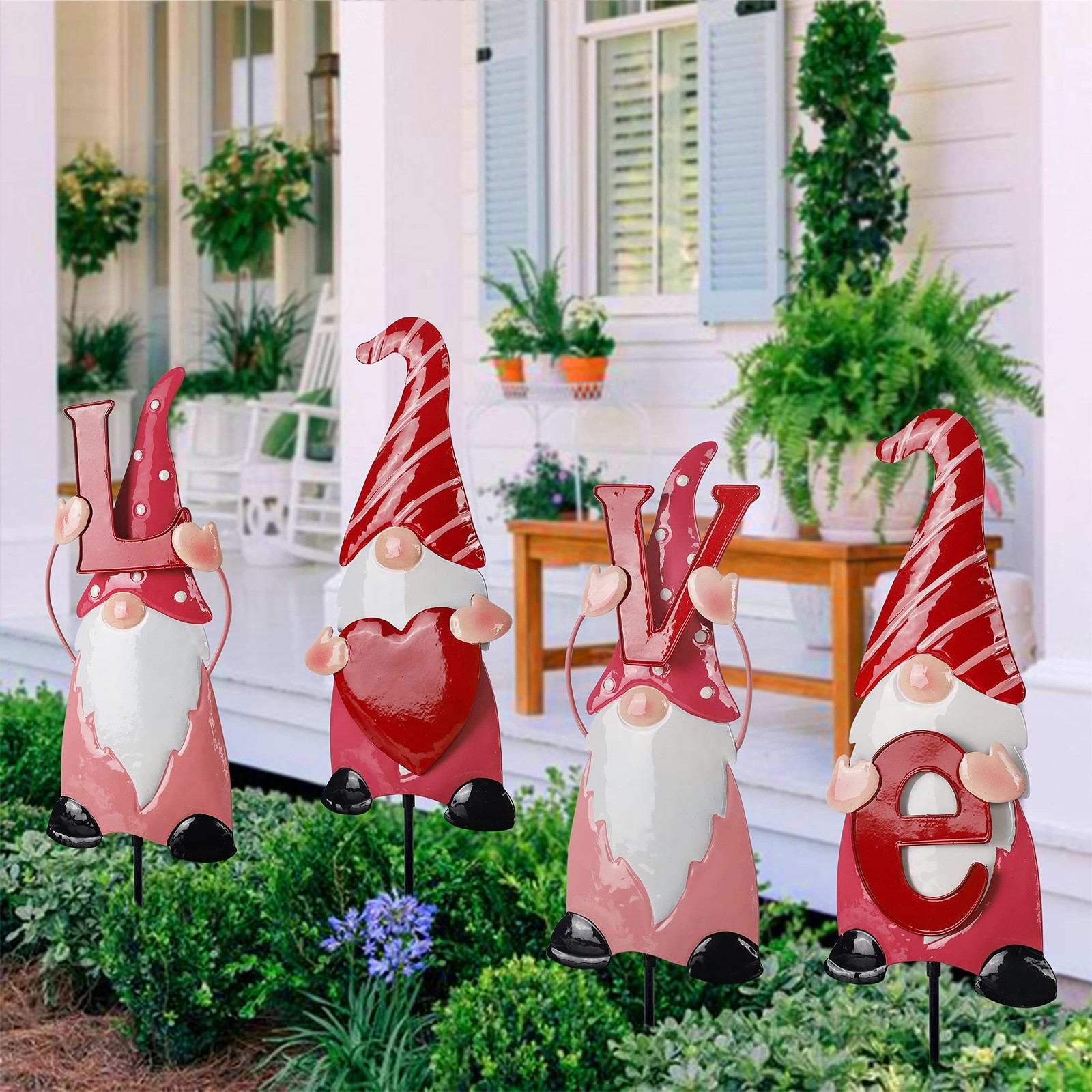 Valentines Day Decorations, 4 Pcs Valentines Yard Signs, Metal Stakes Valenti…
