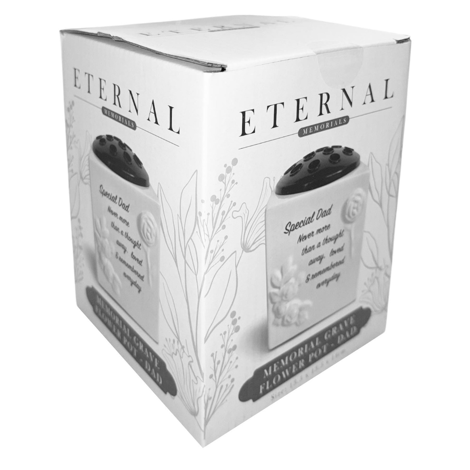 Memorial Rose Bowl Graveside Glazed Flower Vase with 3D Flowers – Dad