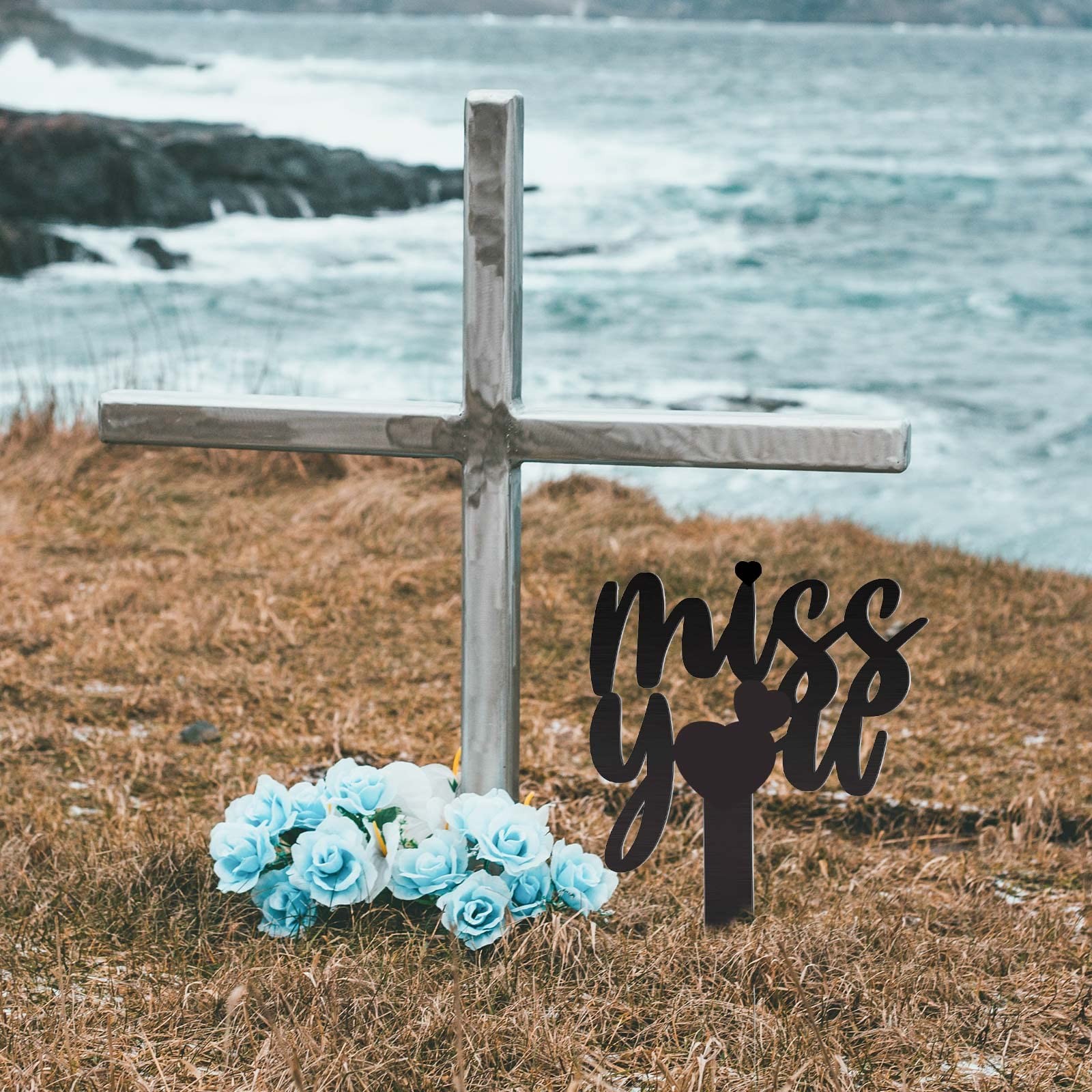 Large Cemetery Decorations Metal Memorial Grave Markers for Outdoor Sites