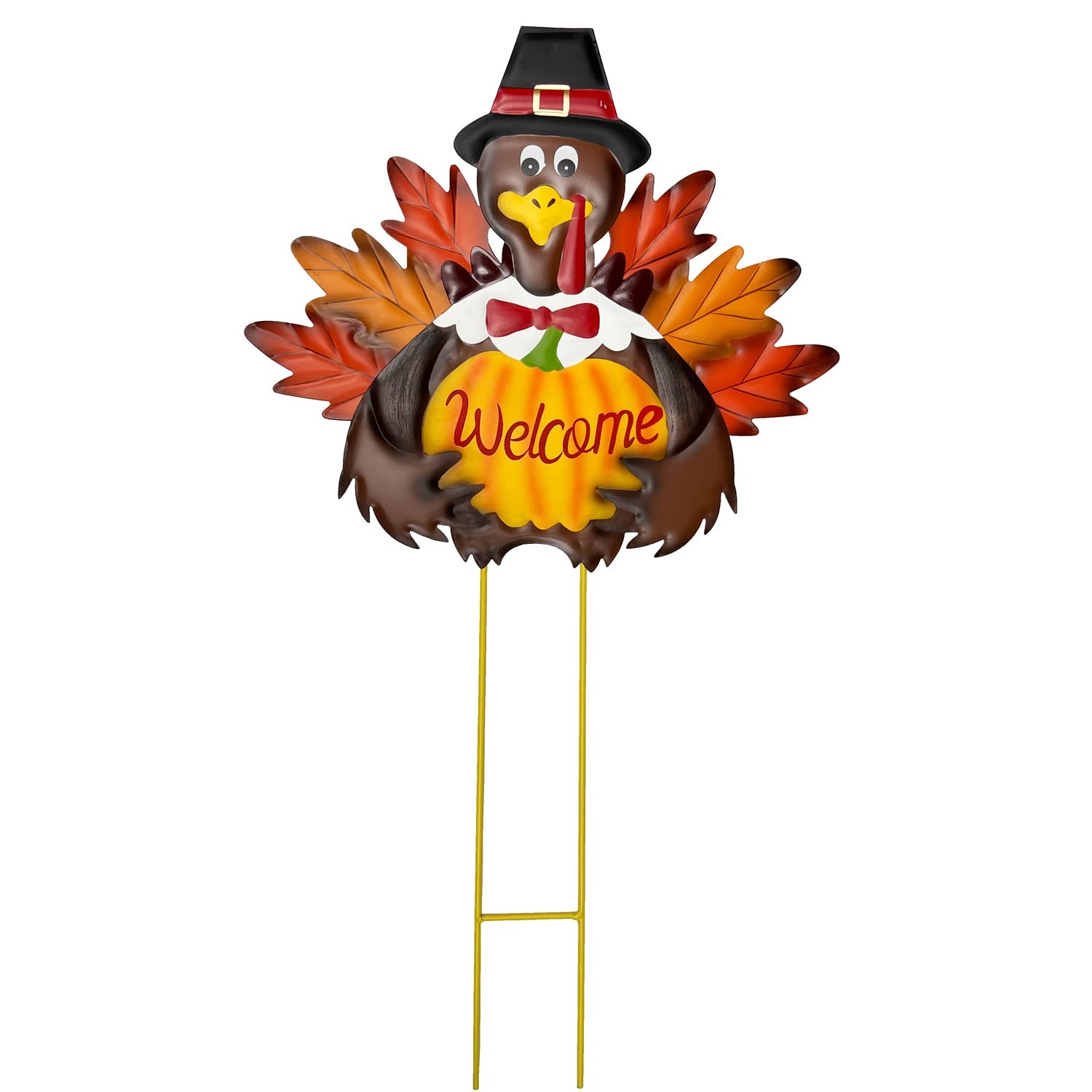 Autumn Metal Garden Stakes, Fall Harvest Thanksgiving Metal Pumpkin Welcome S…