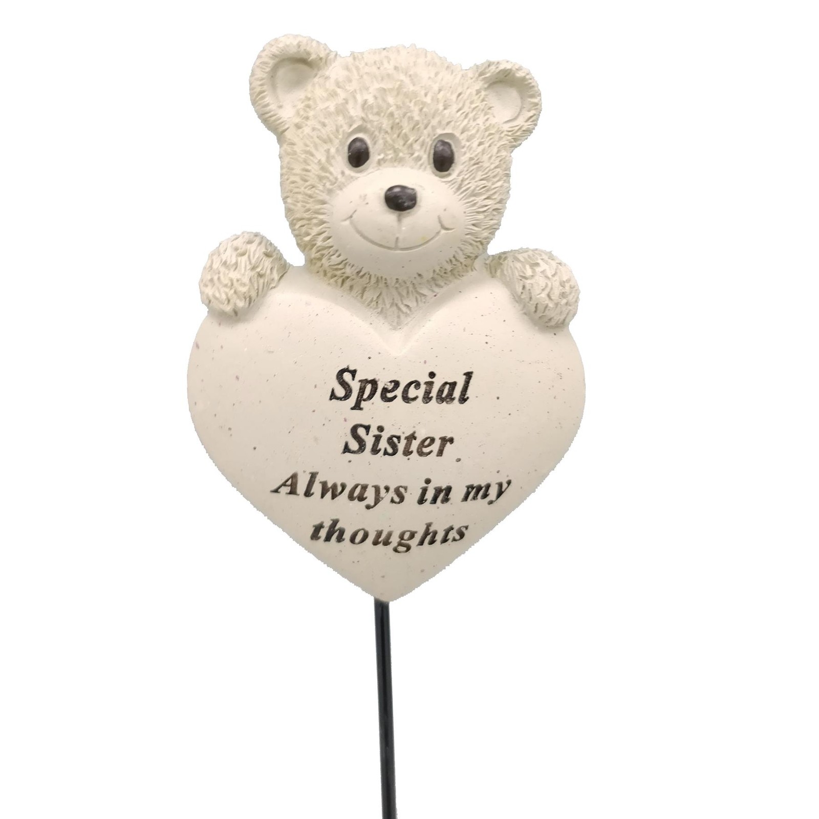 David Fischhoff Cream Memorial Graveside Teddy with Heart on a Stick – Sister