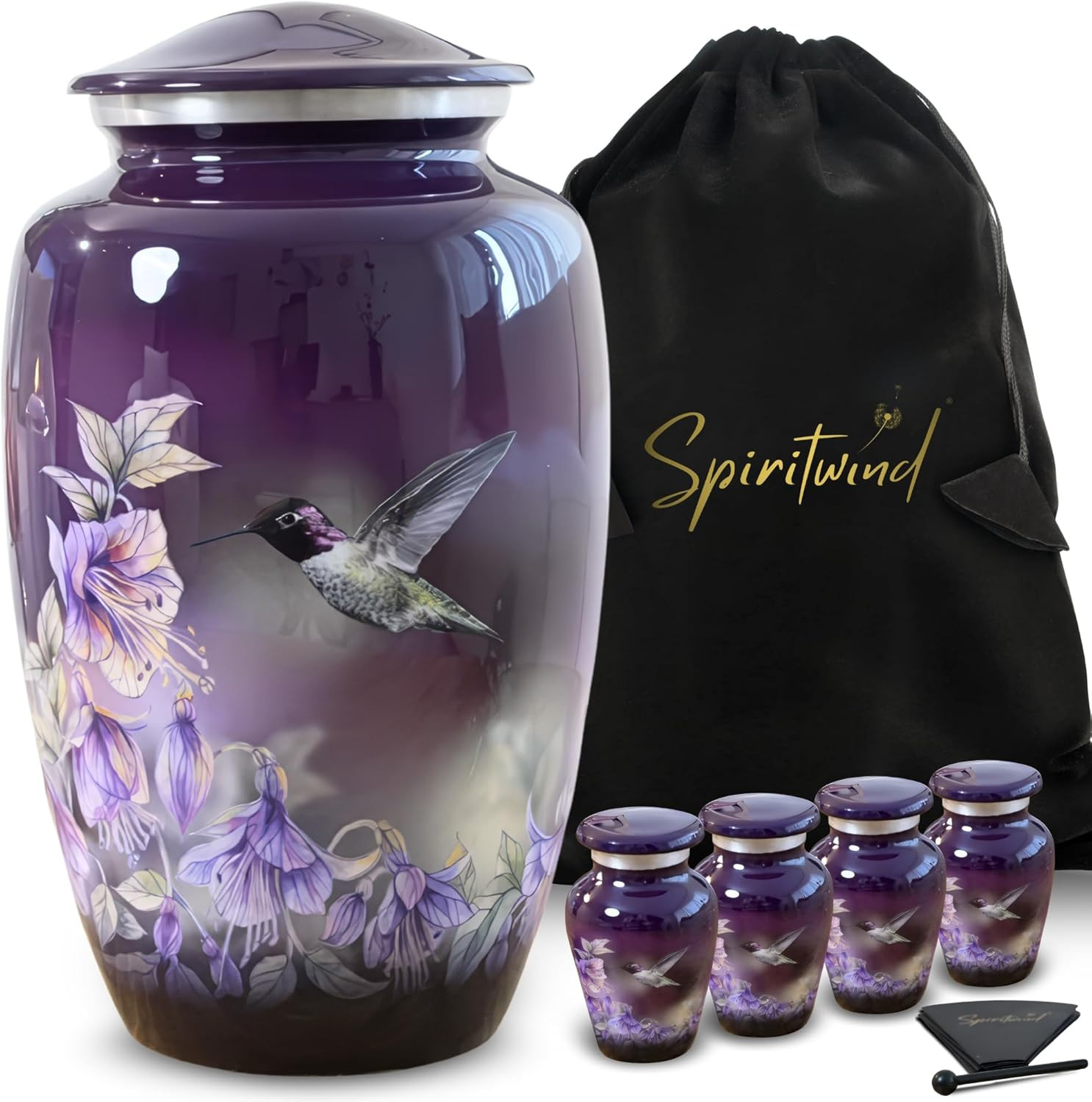 Set of 5 Beautiful Anna’S Hummingbird Urns for Human Ashes Adult Female – 1 Larg